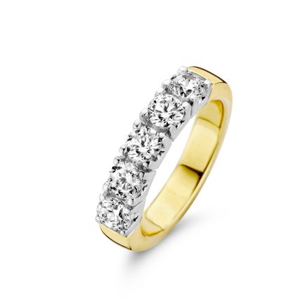 Gouden ring briljant 5 x 0,09 crt.