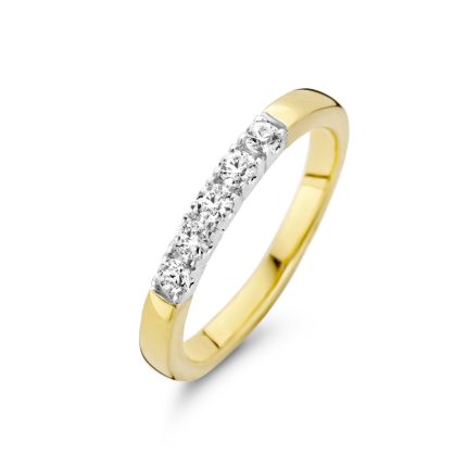 Gouden ring met briljant 5 x 0,05 crt